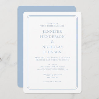 Formal Elegant Powder Blue Wedding Invitation