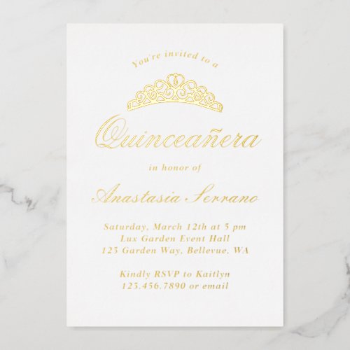 Formal Elegant Quinceanera Foil Invitation