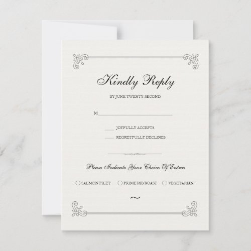 Formal Elegant  RSVP Card With Meal Choice