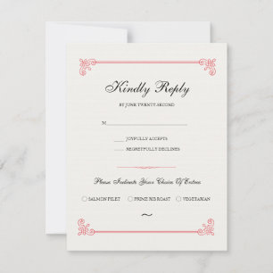 Formal Elegant   RSVP Card With Meal Choice