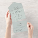 Formal elegant sage green classic wedding all in one invitation<br><div class="desc">With classic and elegant typography, this formal wedding invitation sets the tone for a timeless wedding. The background is a beautiful and popular sage green but it can be changed by clicking "customize further." Perfect for a black tie affair. There is plenty of room for all the wedding and reception...</div>