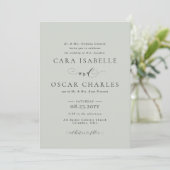 Formal elegant sage green wedding invitation (Standing Front)