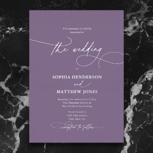 Formal Elegant Script Dusty Lilac Wedding Foil Invitation