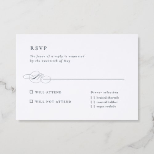 Formal elegant simple letterpress wedding RSVP cards