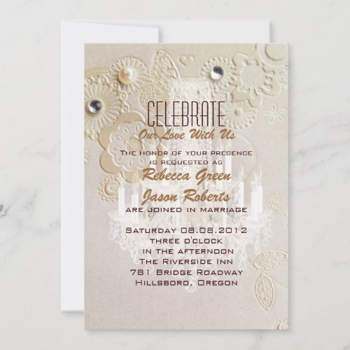 Formal elegant swirls chandelier vintage wedding invitation