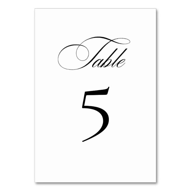 Formal Elegant Table Number Card (Front)