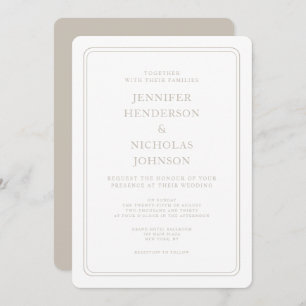 Formal Elegant Taupe Wedding Invitation