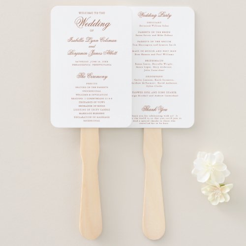 Formal Elegant Terracotta Wedding Program Hand Fan