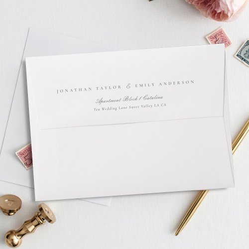 Formal Elegant White Text and Gray Green W Envelope