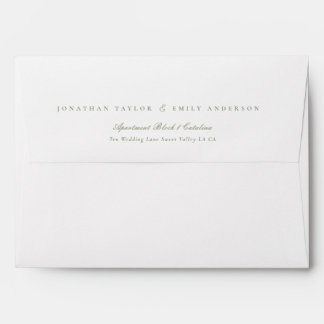 Formal Elegant White Text and Sage Green W Envelope