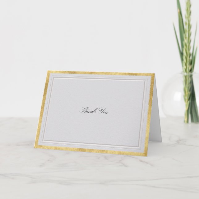 Formal Elevated Gold Ivory Modern Classic Wedding Thank You Card (Front)