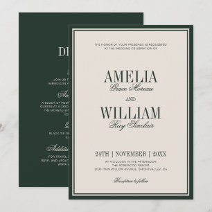 Formal Emerald Green Cream Classic Old Money Invitation