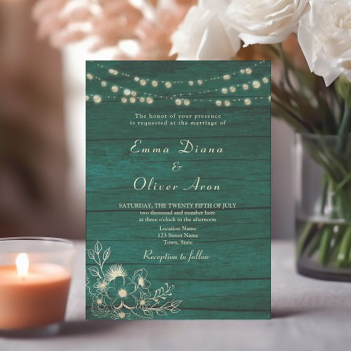 Formal Emerald Green Wedding Invitation