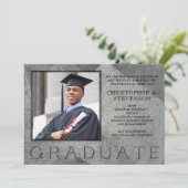 Formal Engraved Stone Photo Graduation Announcement (Standing Front)