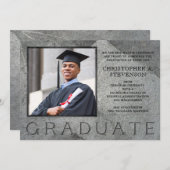 Formal Engraved Stone Photo Graduation Announcement (Front/Back)