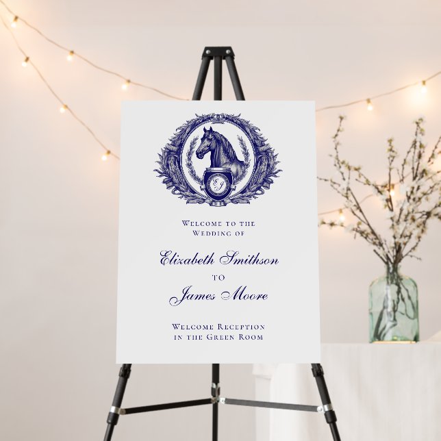 Formal Equestrian Horse Monogram Crest Wedding Foam Board (In Situ (Stand))