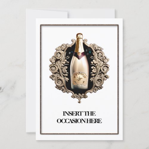Formal event celebration  sparkling wine retro invitation