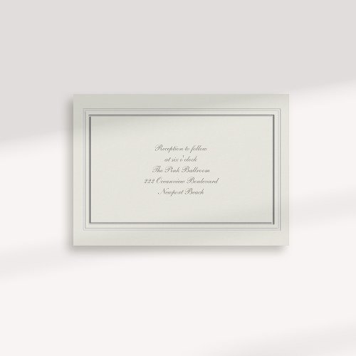 Formal Faux Embossed Frame Ecru Reception Wedding Enclosure Card