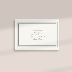 Formal Faux Embossed Frame Pearl Reception Wedding Enclosure Card