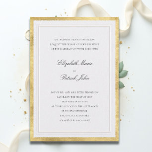 Formal Faux Gold Pearl Modern Classic Wedding Invitation
