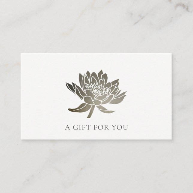 FORMAL FAUX SILVER LOTUS FLORAL GIFT CERTIFICATE (Front)