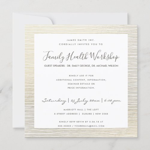 FORMAL FAUX SILVER STRIPE LINE WORKSHOP EVENT INVITATION