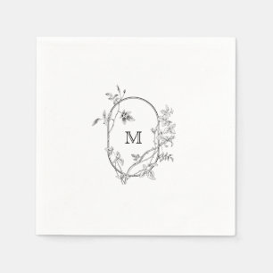 Formal Floral Crest Monogram Wedding Napkins