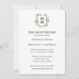 Formal Floral Monogram Crest Wedding Invitation