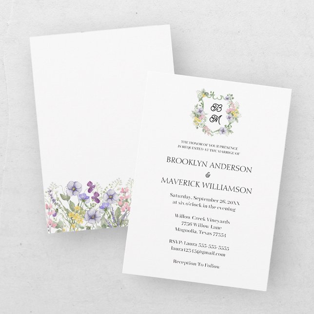 Formal Floral Monogram Crest Wedding Invitation (Creator Uploaded)