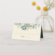 Formal Floral Personalized Folded Place Card