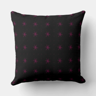 Formal Floral Square Conundrum Black Magenta Throw Pillow