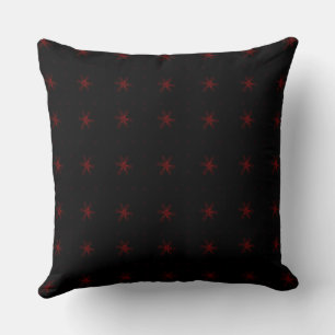 Formal Floral Square Conundrum Black Red  Throw Pillow