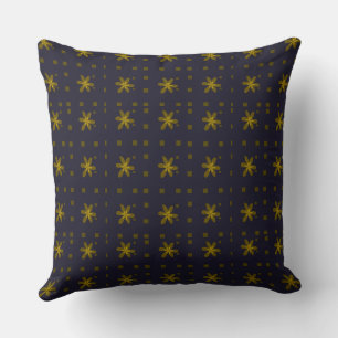 Formal Floral Square Conundrum Navy Olive Green  Throw Pillow