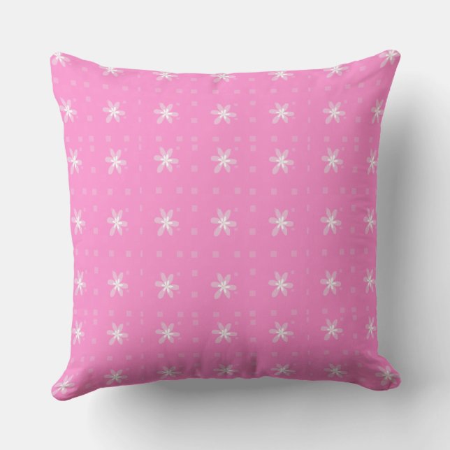 Formal Floral Square Conundrum Pink Throw Pillow (Back)