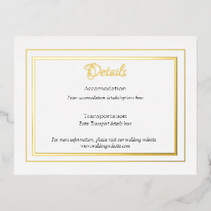 Formal foiled wedding details enclosure card