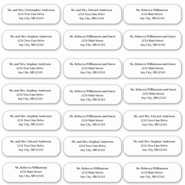 Formal Font Wedding Envelope Address Stickers (Front)