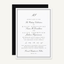 Formal Framed Classic Monogram Black White Wedding