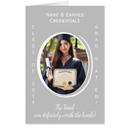 Formal From All of Us Silver, White Graduate Photo Card