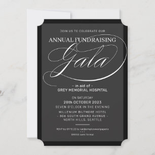 FORMAL GALA elegant event fancy black white Invitation