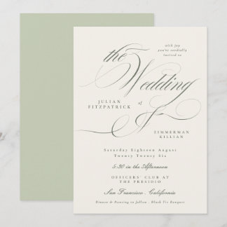 Formal Garden Green Wedding Invitation
