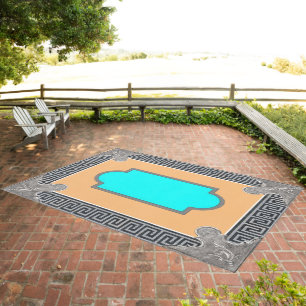 Formal Garden Reflecting Pool Designer Patio Outdoor Rug