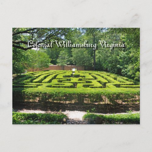 Formal Gardens Williamsburg VA Postcard