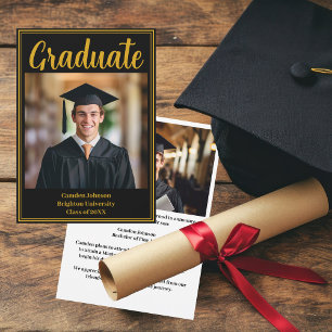 Formal Gold Black Graduation Photo 2025 Graduate Announcement