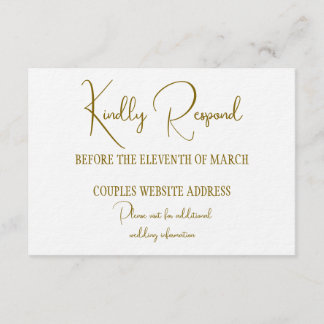 Formal Gold Black Tie Wedding Information  Invitation