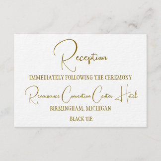 Formal Gold Black Tie Wedding Reception  Invitation