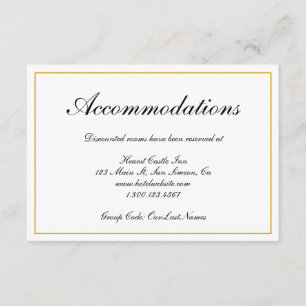 Formal Gold Border Wedding Accommodations Enclosure Card