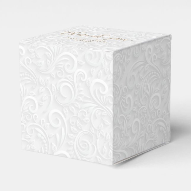 Formal Gold Calligraphy Thank You Wedding  Favor Boxes (Front Side)