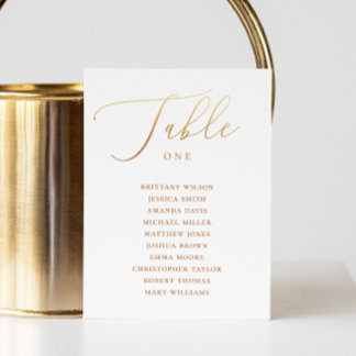 Formal Gold Calligraphy Wedding Seating Chart Invitation