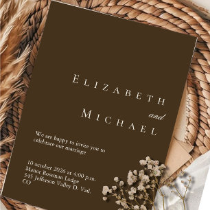 Formal Gold Coffee Brown Luxury Minimalist Wedding Foil Invitation