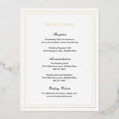 Formal Gold Elegant Simple Wedding Enclosure Card